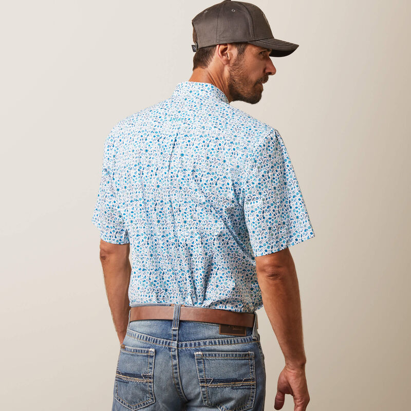 Men's Ariat Kyle Fitted Short Sleeve Shirt - White