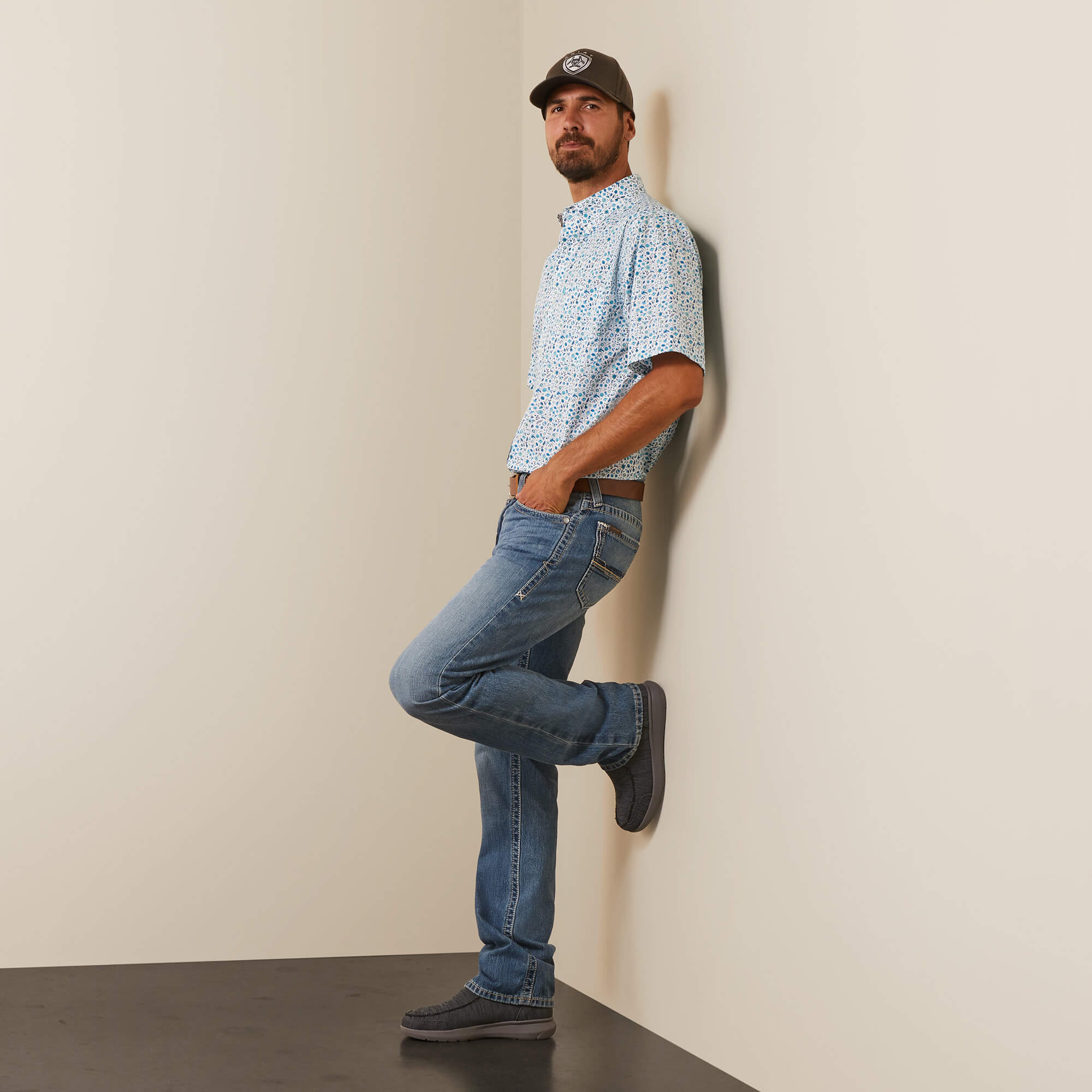 Men's Ariat Kyle Fitted Short Sleeve Shirt - White