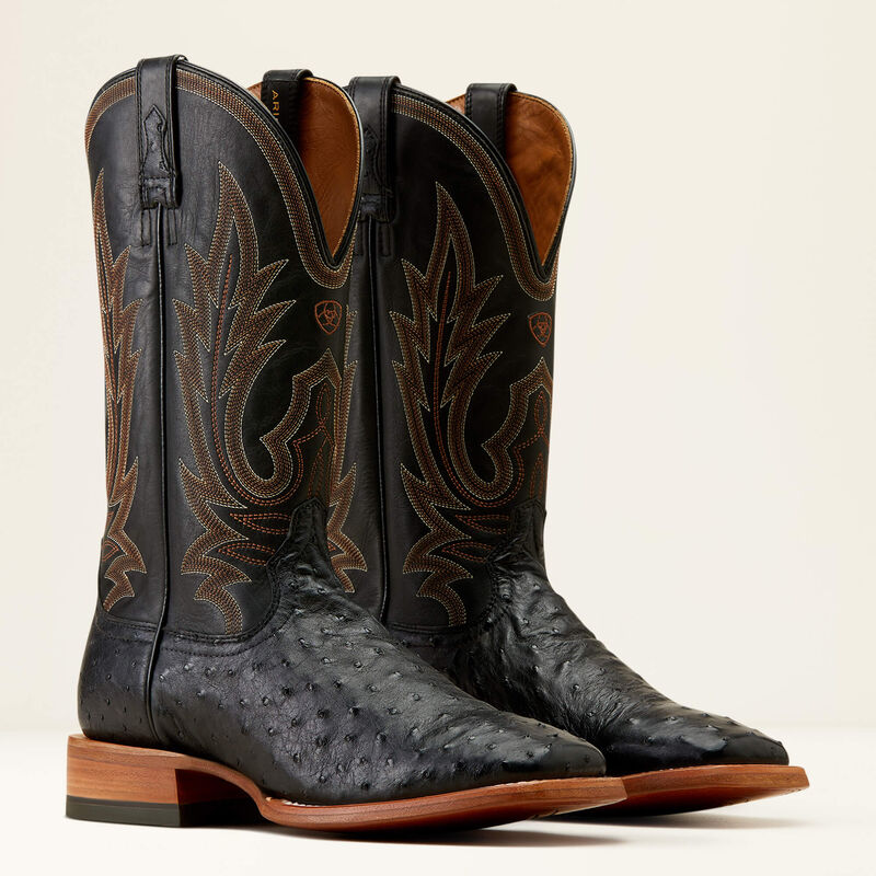 Mens Ariat Showboat Cowboy Boot - Black Full Quill/Ancient Black