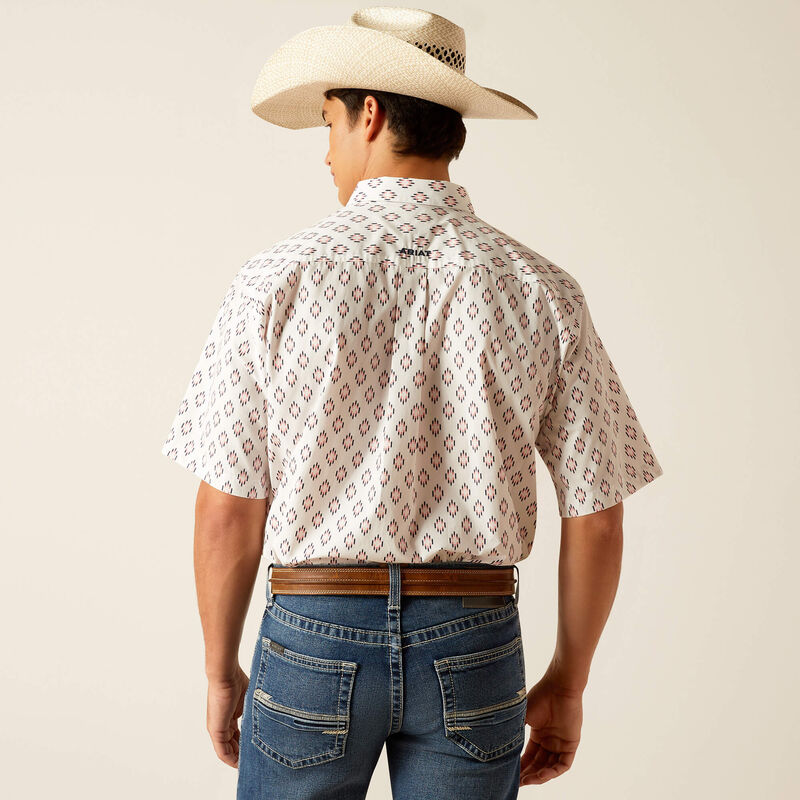 Men's Ariat Terrance Classic Fit Short Sleeve Shirt - White