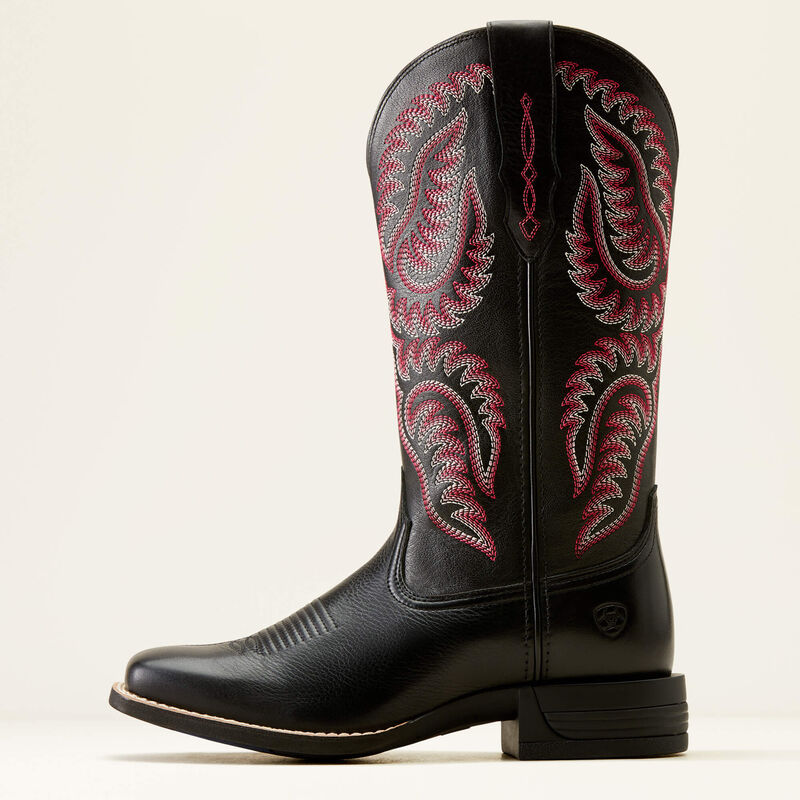 Ariat Women's Cattle Caite Stretchfit Western Boot - Black Deertan/Madison Avenue