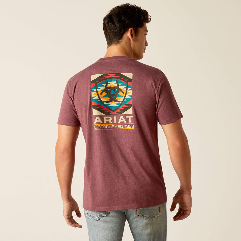 Men's Ariat Serape Fill T-Shirt - Burgandy Heather