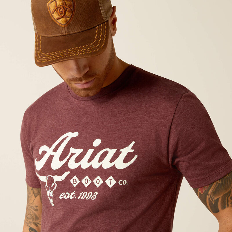 Men's Ariat Est Boot Co T-Shirt - Maroon Heather