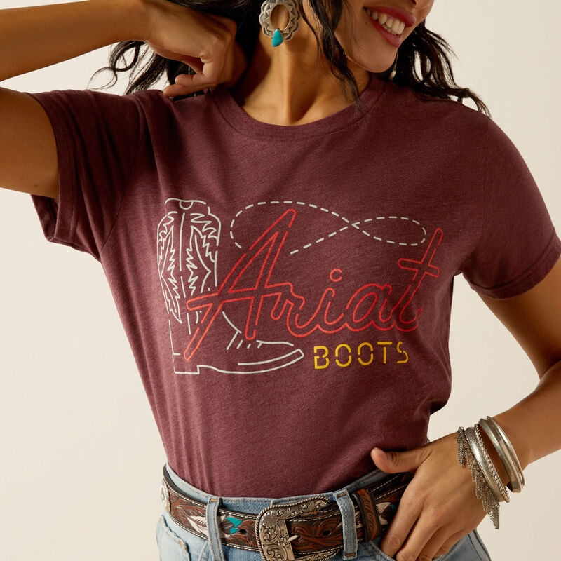 Women's Aria Modern Neon T-Shirt - Maroon Heather
