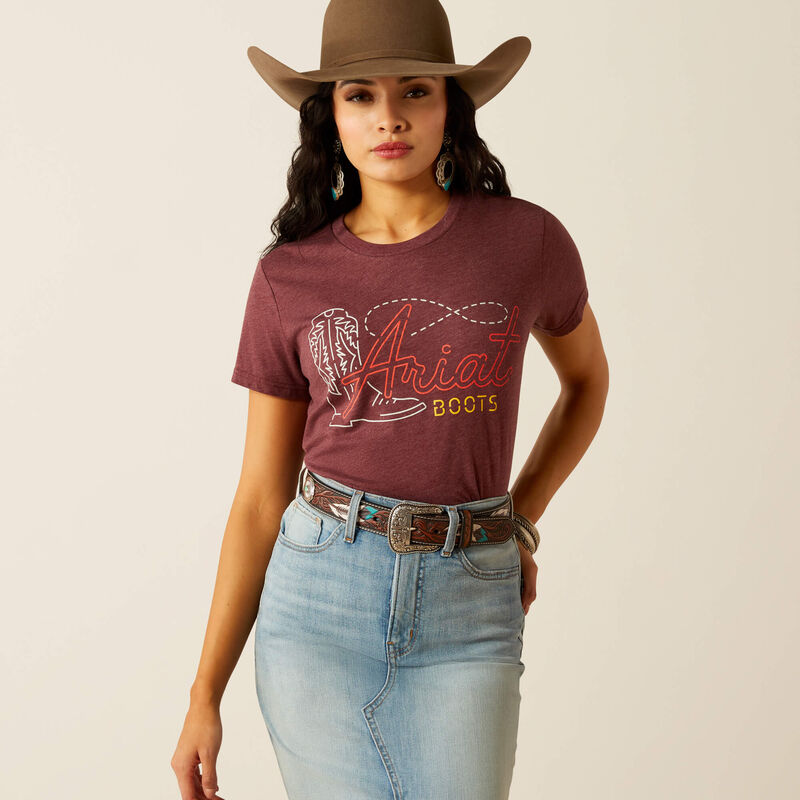 Women's Aria Modern Neon T-Shirt - Maroon Heather