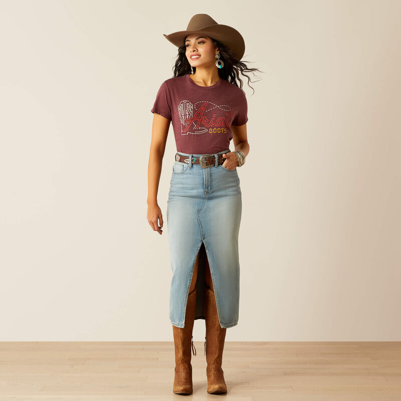 Women's Aria Modern Neon T-Shirt - Maroon Heather