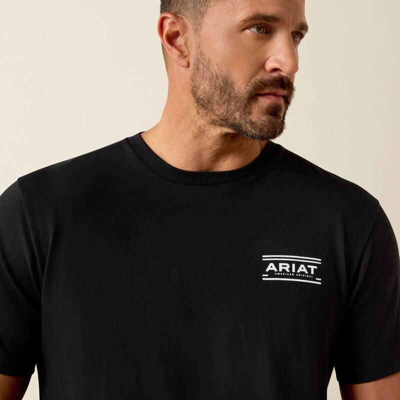 Men's Ariat Canyon Aztec Shield Classic Fit T-Shirt-Black - CWesternwear