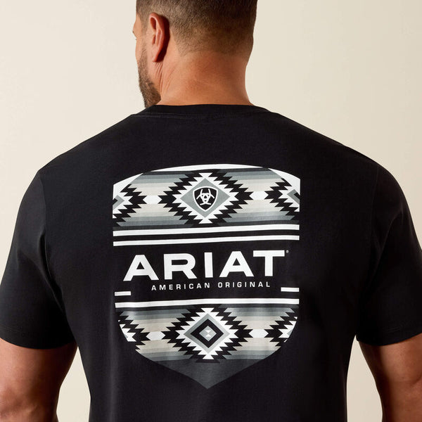 Men's Ariat Canyon Aztec Shield Classic Fit T-Shirt-Black