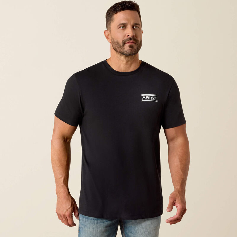 Men's Ariat Canyon Aztec Shield Classic Fit T-Shirt-Black - CWesternwear