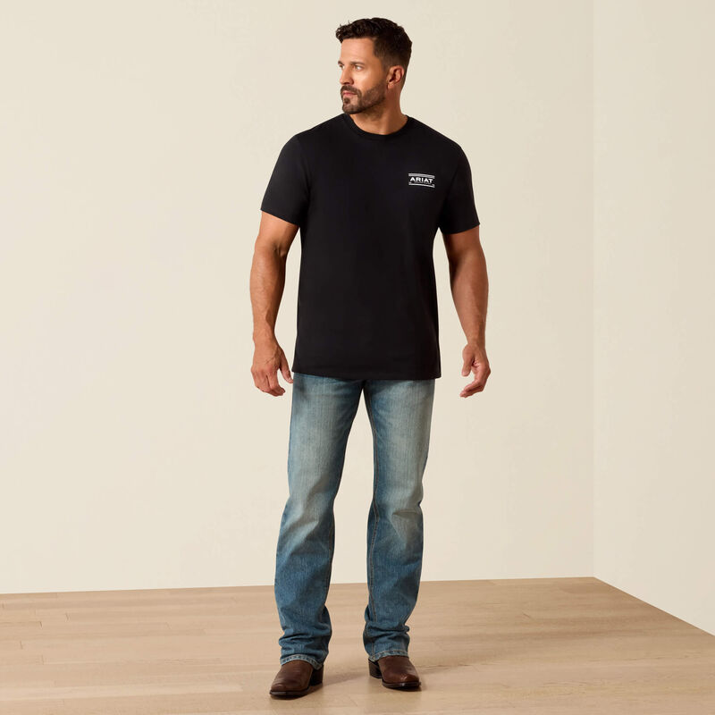 Men's Ariat Canyon Aztec Shield Classic Fit T-Shirt-Black - CWesternwear