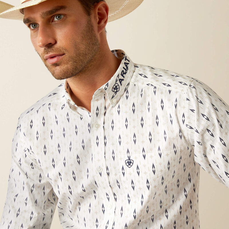 Men's Ariat Team Perkins Fittted Shirt - White/Navy
