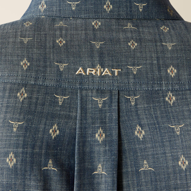 Men's Ariat Team Philibert Classic Fit Shirt - Chambray Blue/Khaki
