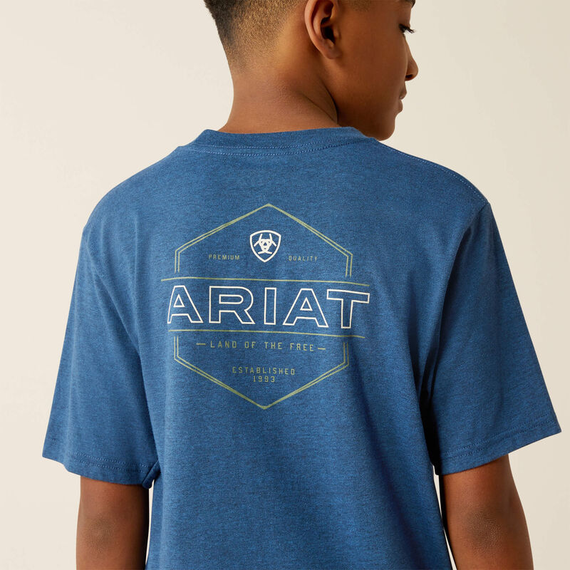 Boy's Ariat Line Frame Hex T-Shirt-Denim Black Heather