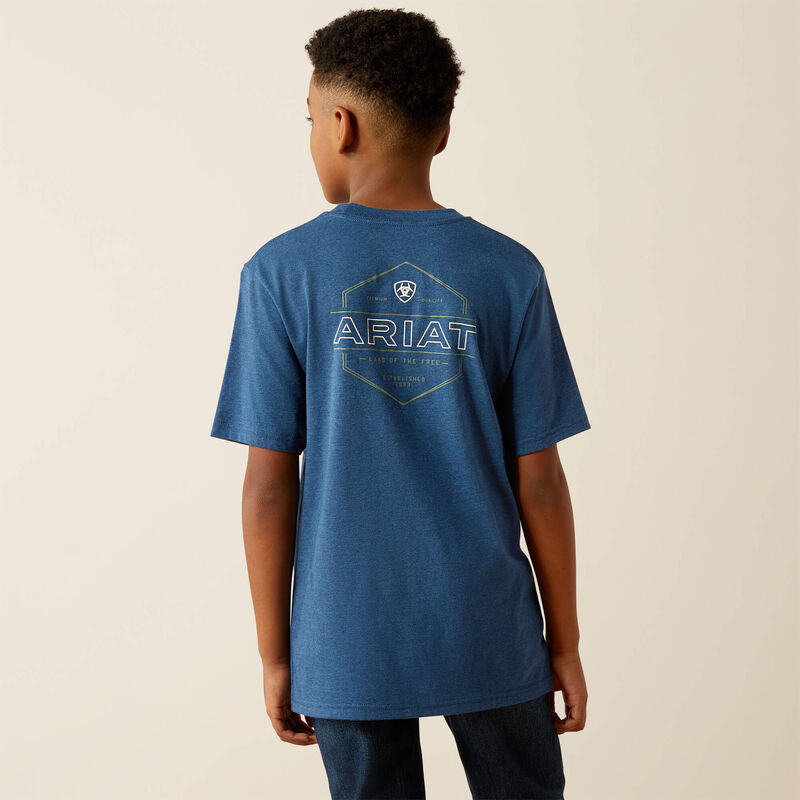 Boy's Ariat Line Frame Hex T-Shirt-Denim Black Heather