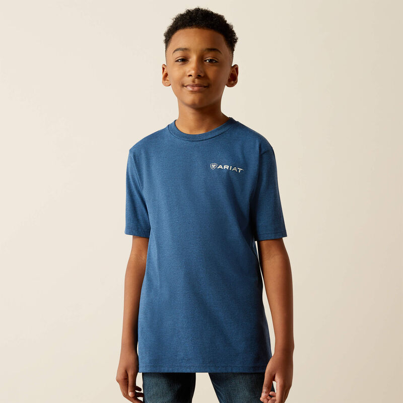 Boy's Ariat Line Frame Hex T-Shirt-Denim Black Heather