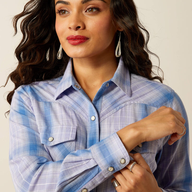 Women's Ariat Mystic Snap Long Sleeve Shirt -Sweet Lavender Plaid