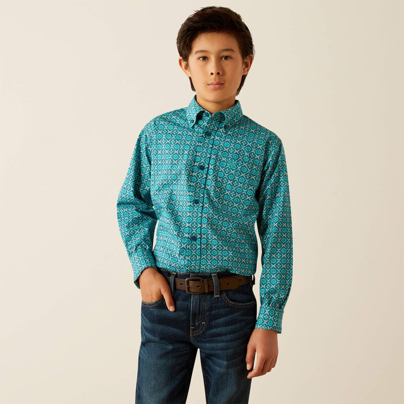 Boy's Ariat Jord Classic Fit Shirt - Blue