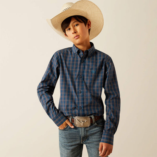 Boy's Ariat Pro Series Joaquin Classic Fit Shirt-Navy