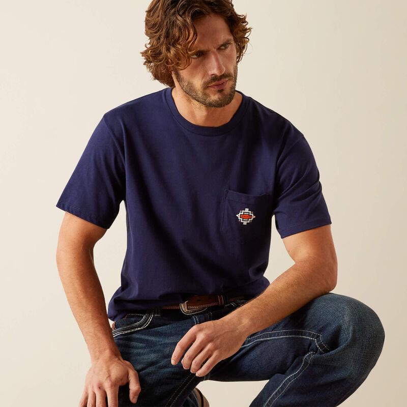 Men's Ariat Southwest Pocket T-Shirt-Classic Blue