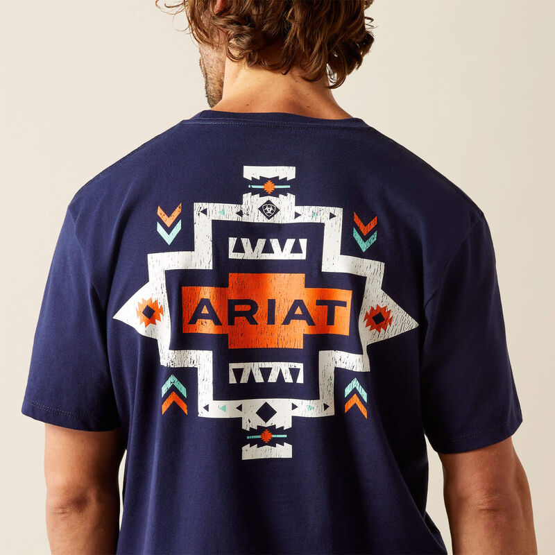 Men's Ariat Southwest Pocket T-Shirt-Classic Blue