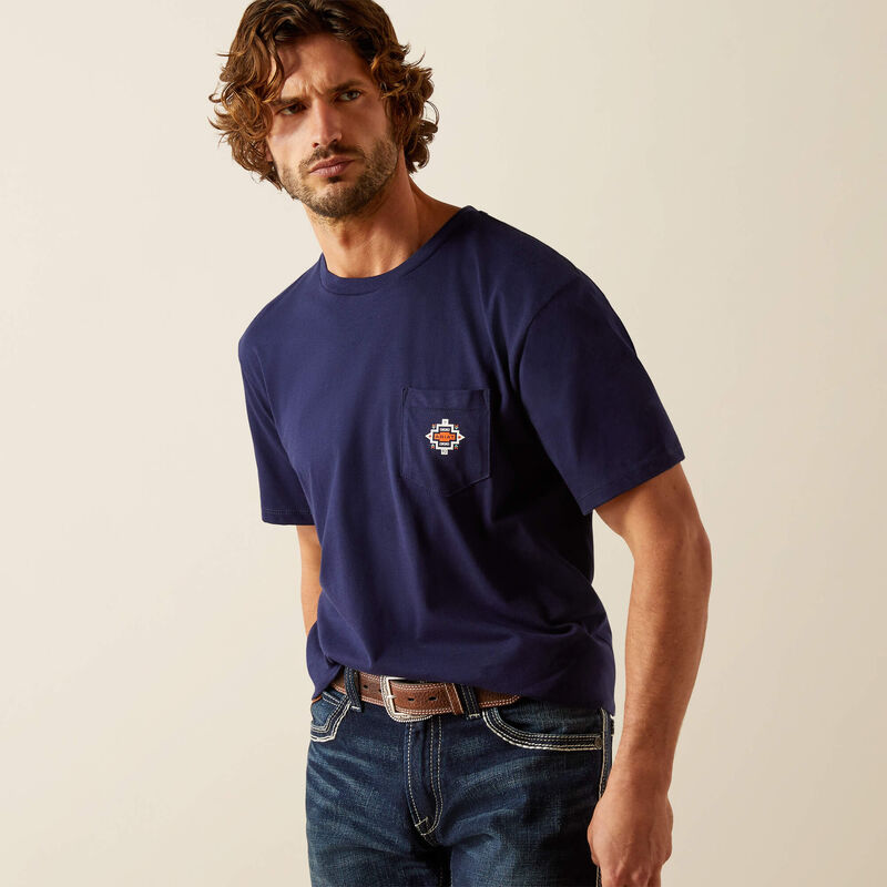 Men's Ariat Southwest Pocket T-Shirt-Classic Blue