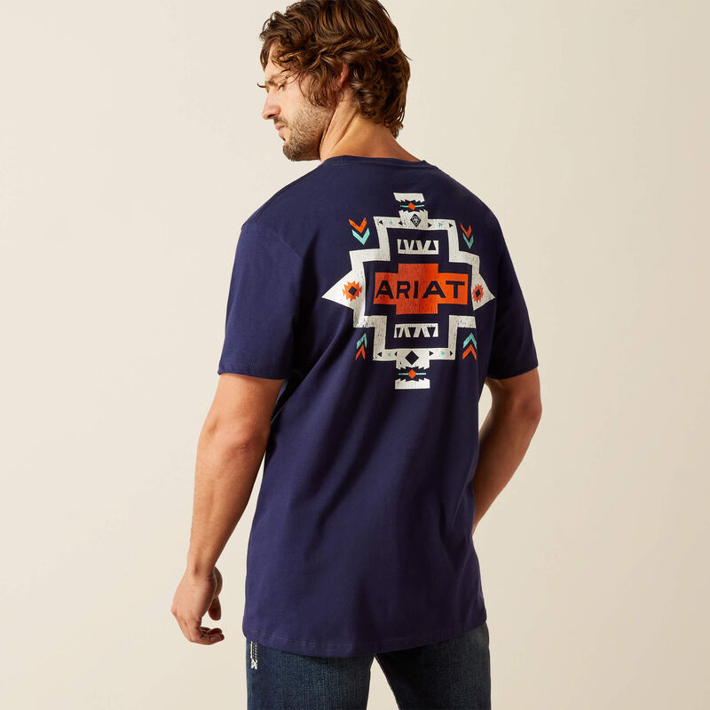 Men's Ariat Southwest Pocket T-Shirt-Classic Blue