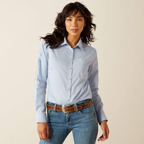 Women's Ariat Team Kirby Stretch Shirt-Kentucky Blue