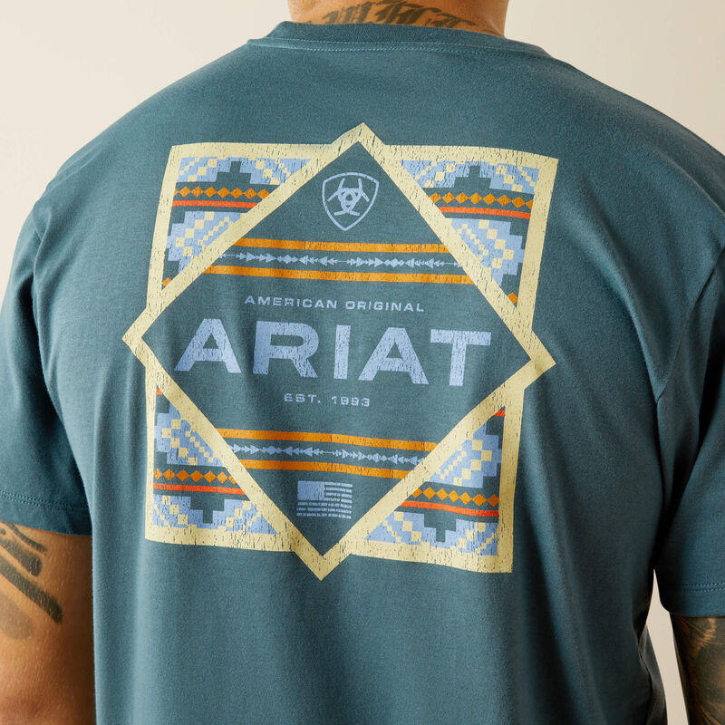 Men's Ariat Puebla Serape T-Shirt-Lagoon Green
