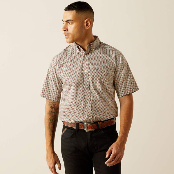 Men's Ariat Carmelo Short Sleeve Shirt - Brown