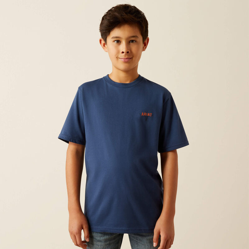 Boy's Ariat Ranch Tough T-Shirt-Dark Blue