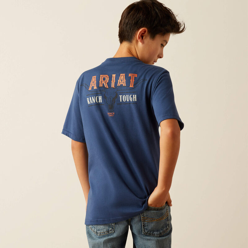 Boy's Ariat Ranch Tough T-Shirt-Dark Blue