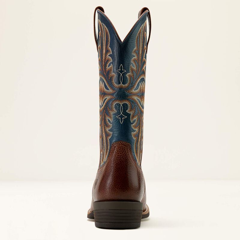 Men's Ariat Hustler Cowboy Boot-Beasty Brown/Pacific Blue