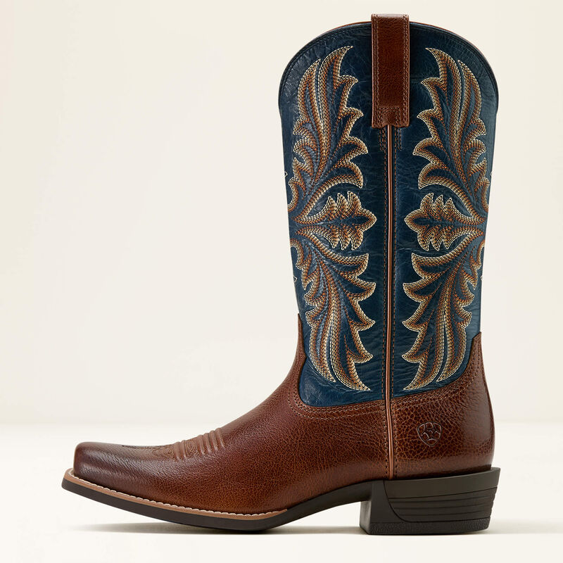 Men's Ariat Hustler Cowboy Boot-Beasty Brown/Pacific Blue