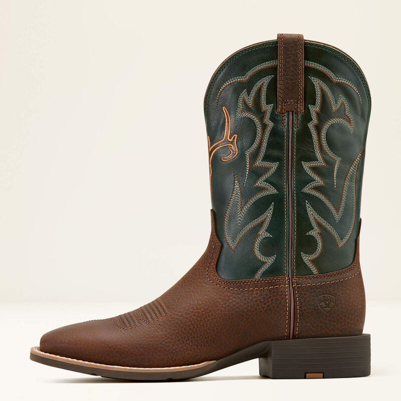 Men's Ariat Sport Outdoor Cowboy Boot-Brown Oiled Rowdy/Tack Green