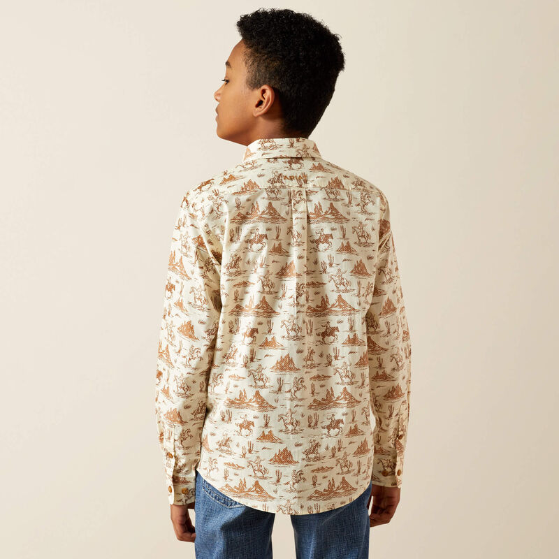 Boy's Ariat Saint Long Sleeve Shirt-Cream