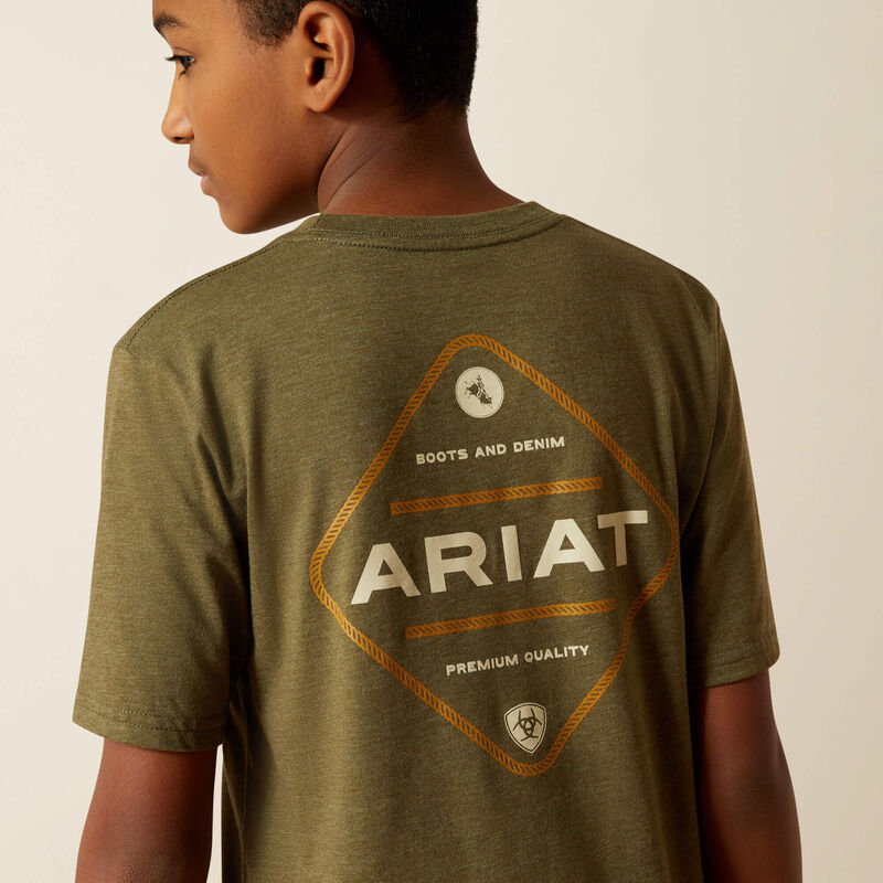 Boy's Ariat Roped Diamond T-shirt-Military Heather