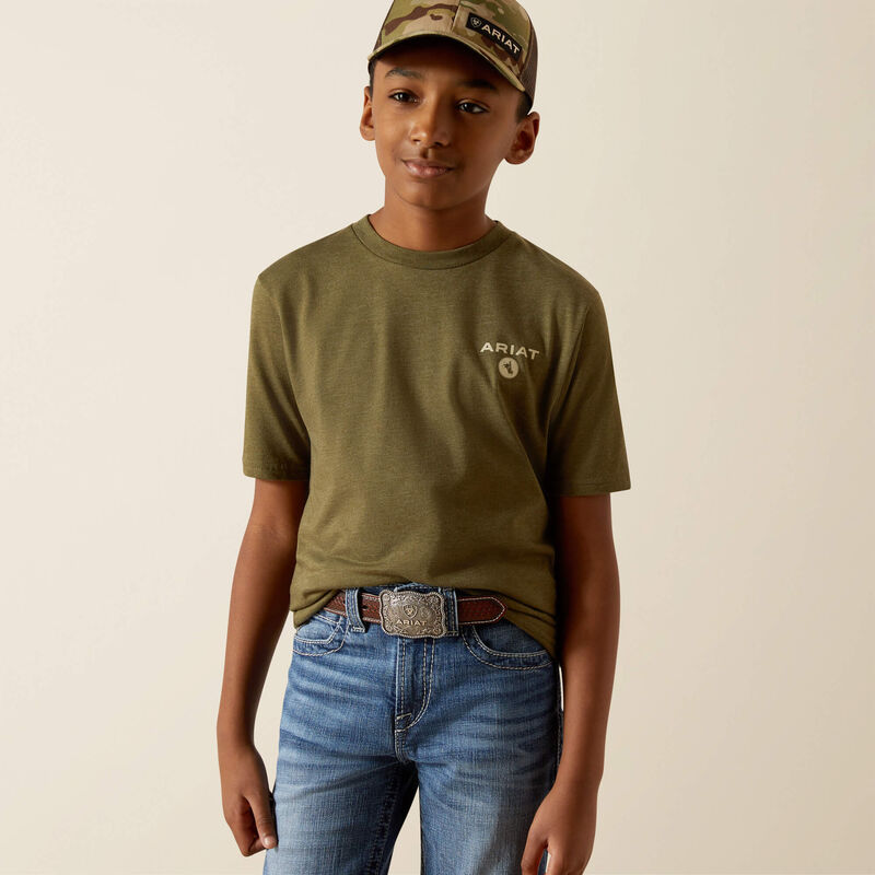 Boy's Ariat Roped Diamond T-shirt-Military Heather