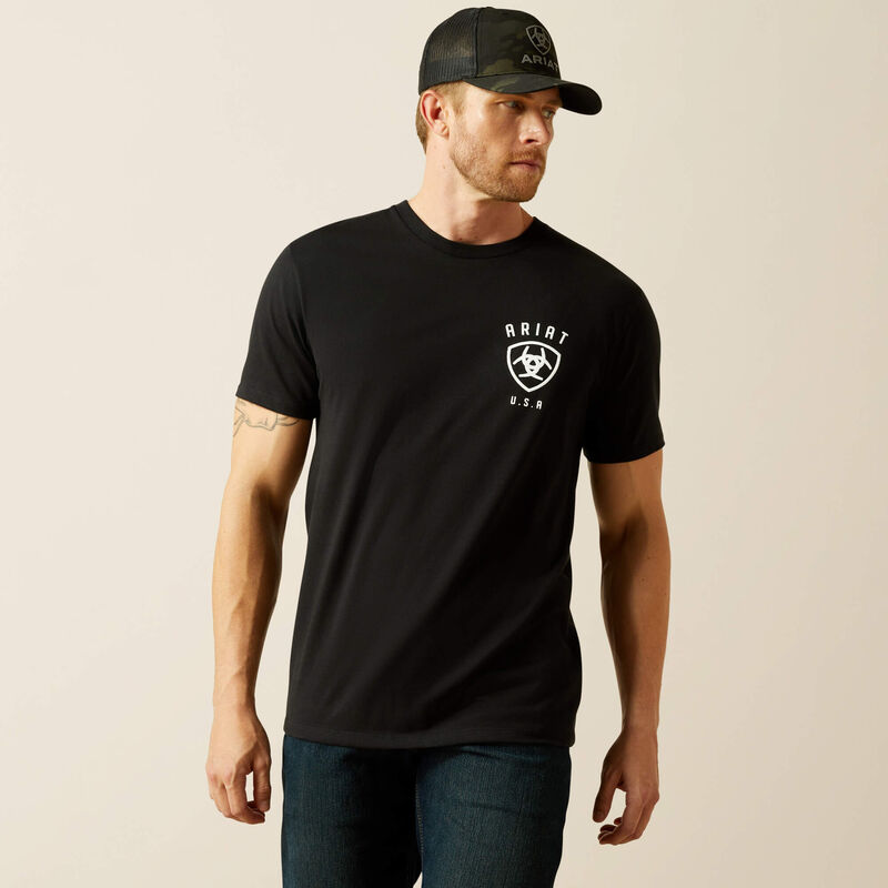 Men's Ariat Faded Bull T-shirt-Black