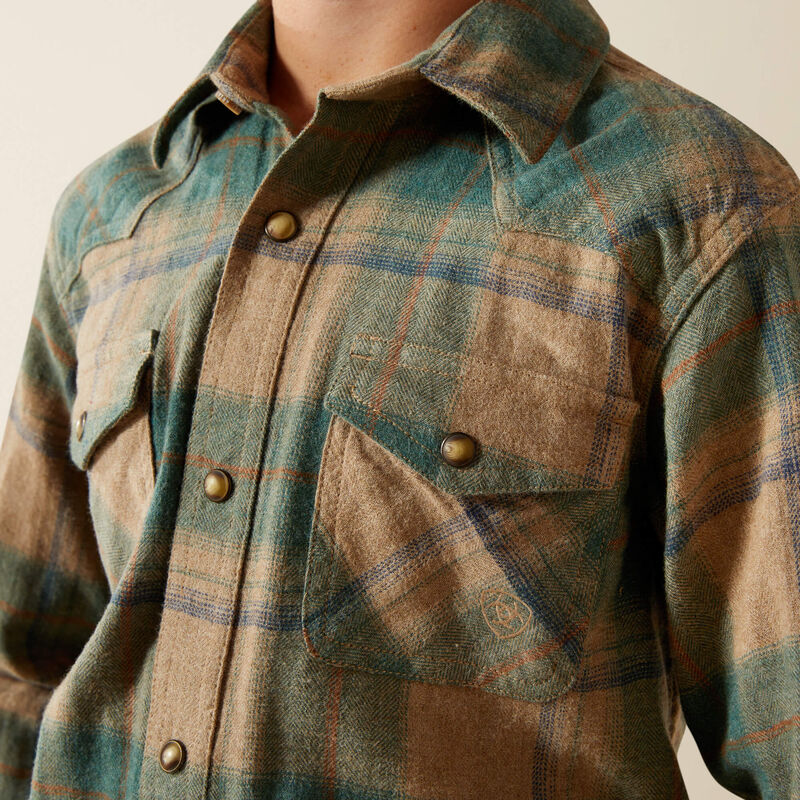 Boy's Ariat Huxlee Retro Classic Fit Shirt-Deep Teal