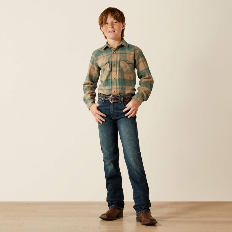 Boy's Ariat Huxlee Retro Classic Fit Shirt-Deep Teal