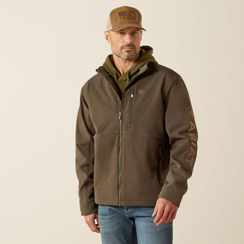 Ariat® Men's Logo Softshell Jacket-Earth Green Heather