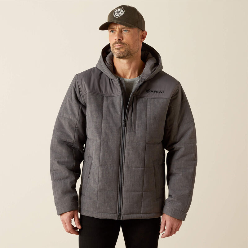 Men's Ariat Crius Hooded Insulated Jacket-Grey Heather