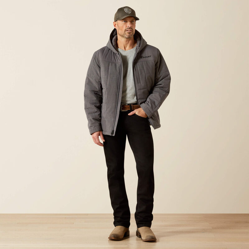 Men's Ariat Crius Hooded Insulated Jacket-Grey Heather