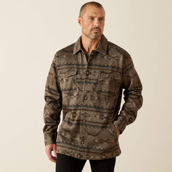 Men's Ariat Caldwell Printed Shirt Jacket-Beige