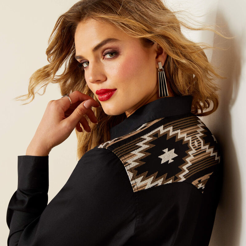 Women's Ariat Dawn Western Shirt-Black