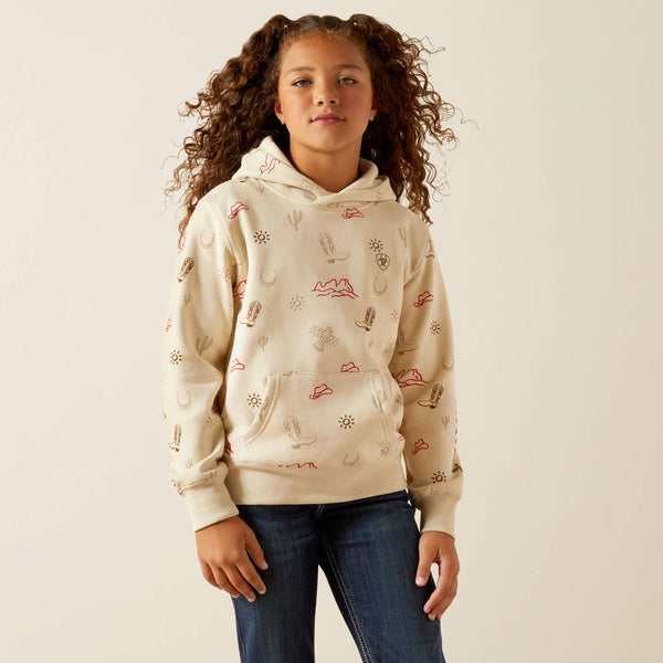 Girl's Ariat Western Stamps Hoodie-Layla Print