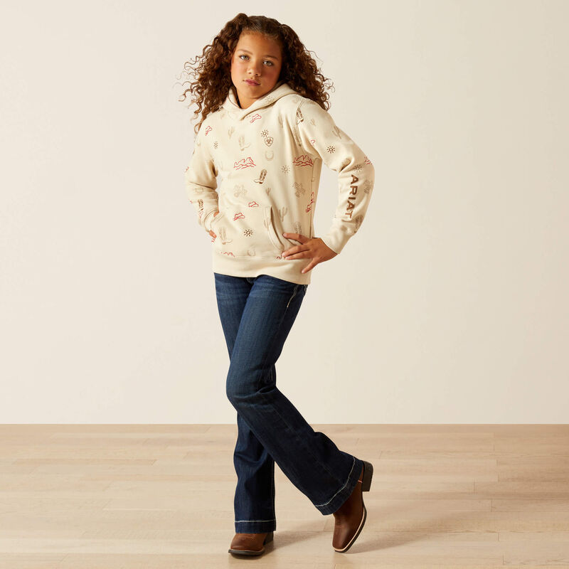 Girl's Ariat Western Stamps Hoodie-Layla Print