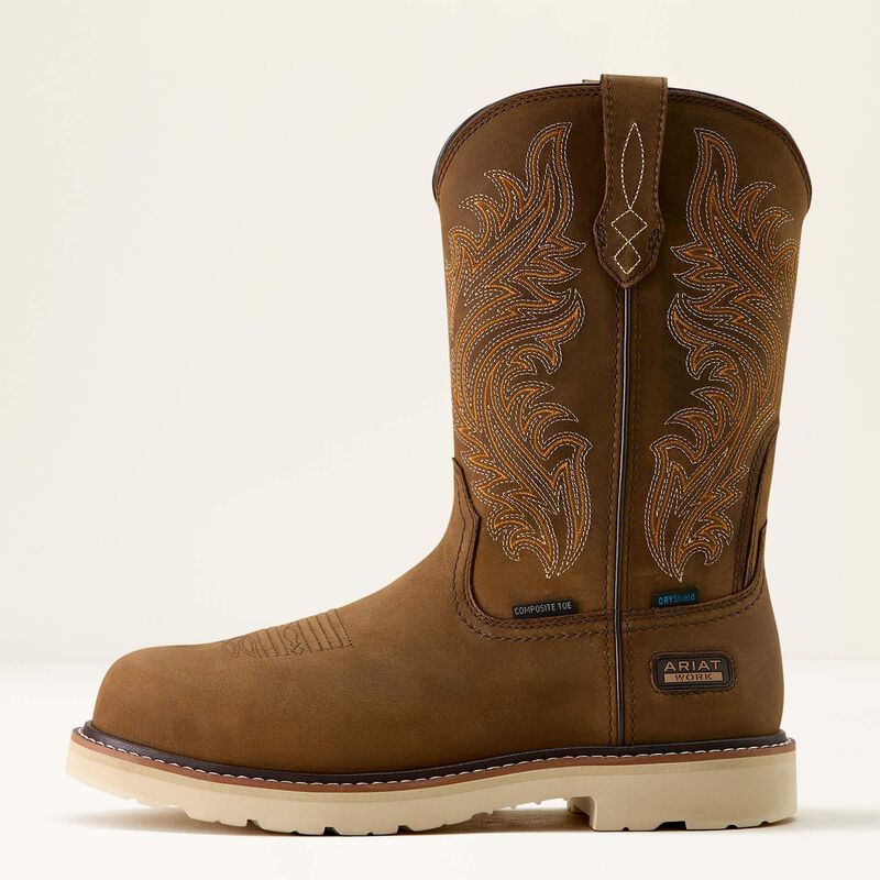 Men's Ariat Activator Argo Waterproof Round Toe Composite Toe Work Boot-Distressed Brown