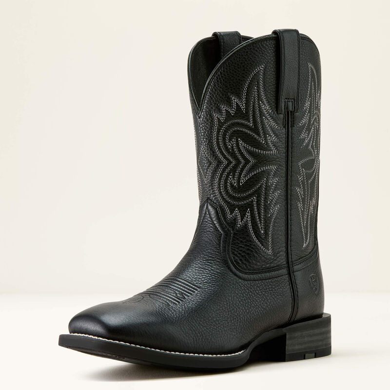 Men's Ariat Western Big Rig Wide Square Toe Cowboy Boot-Black Deertan