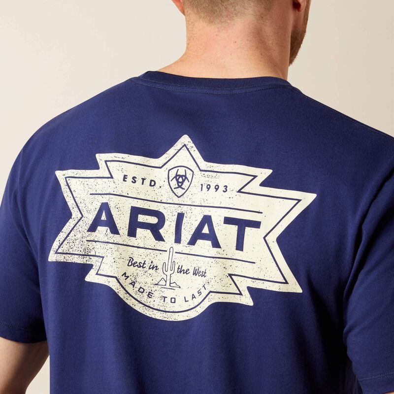 Men's Ariat Mesa Motif Lockup T-Shirt-Medieval Blue
